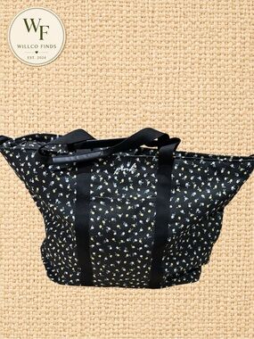 PINK Victoria's Secret Black Floral Tote with Yellow & White Accents